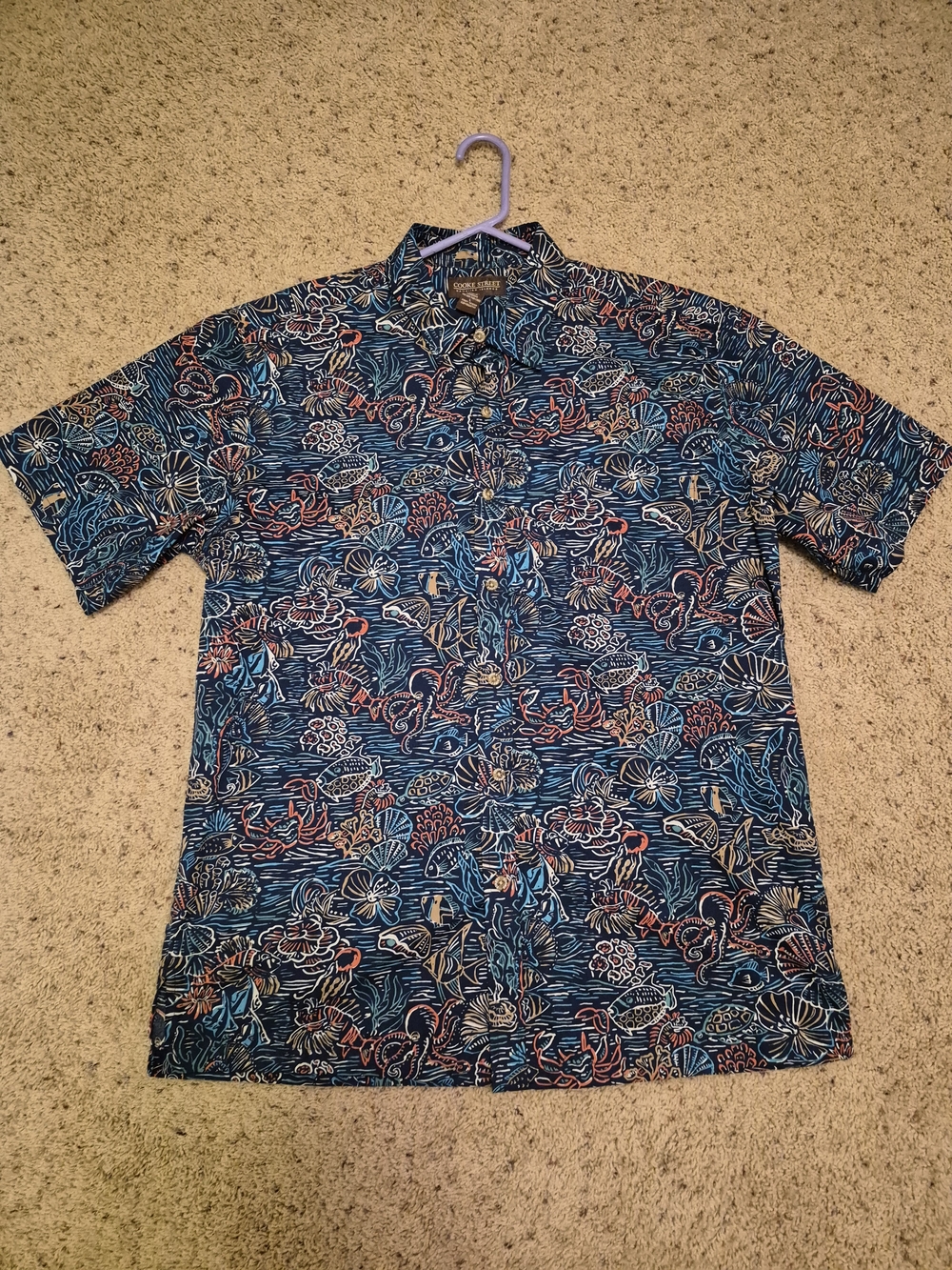 Classic Blue Tropical Print Short-Sleeve Shirt